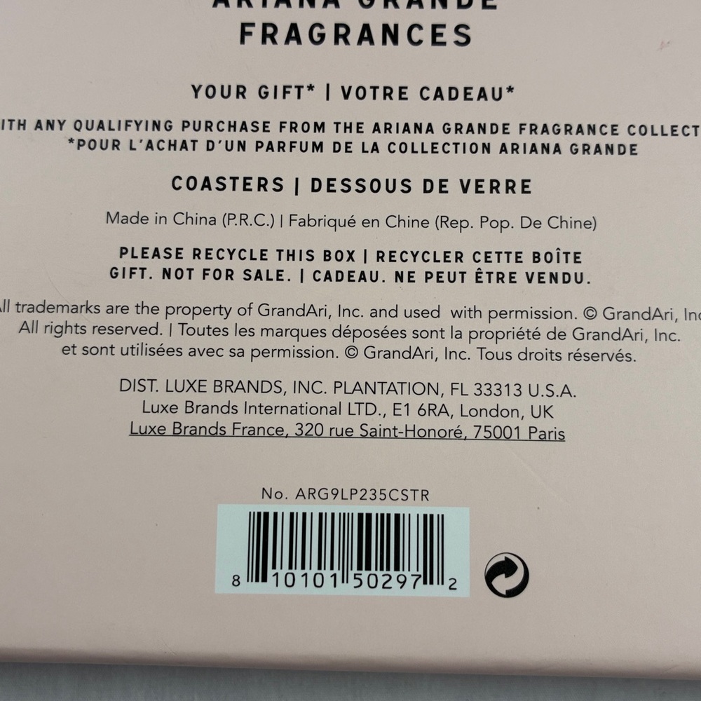 Ariana Grande ULTA Beauty Fragrance Coaster Set NEW In BOX - Picture 4 of 5